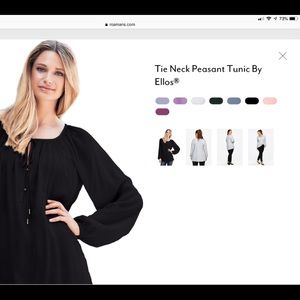 Roamans Ellos Peasant Top Black NIP Long Sleeve